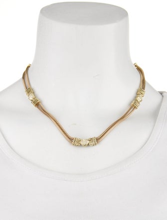 Necklace 14K Diamond Heart Double Row Collar Necklace