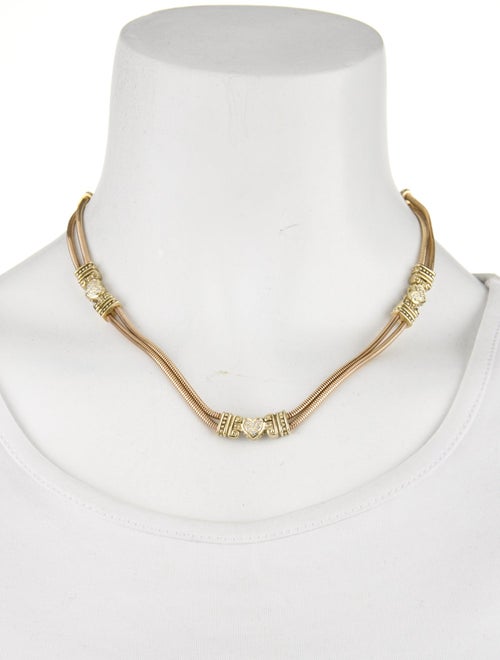 Necklace 14K Diamond Heart Double Row Collar Necklace