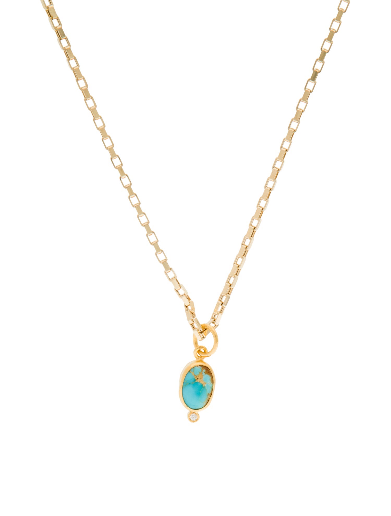 Necklace Turquoise & Diamond Pendant Necklace