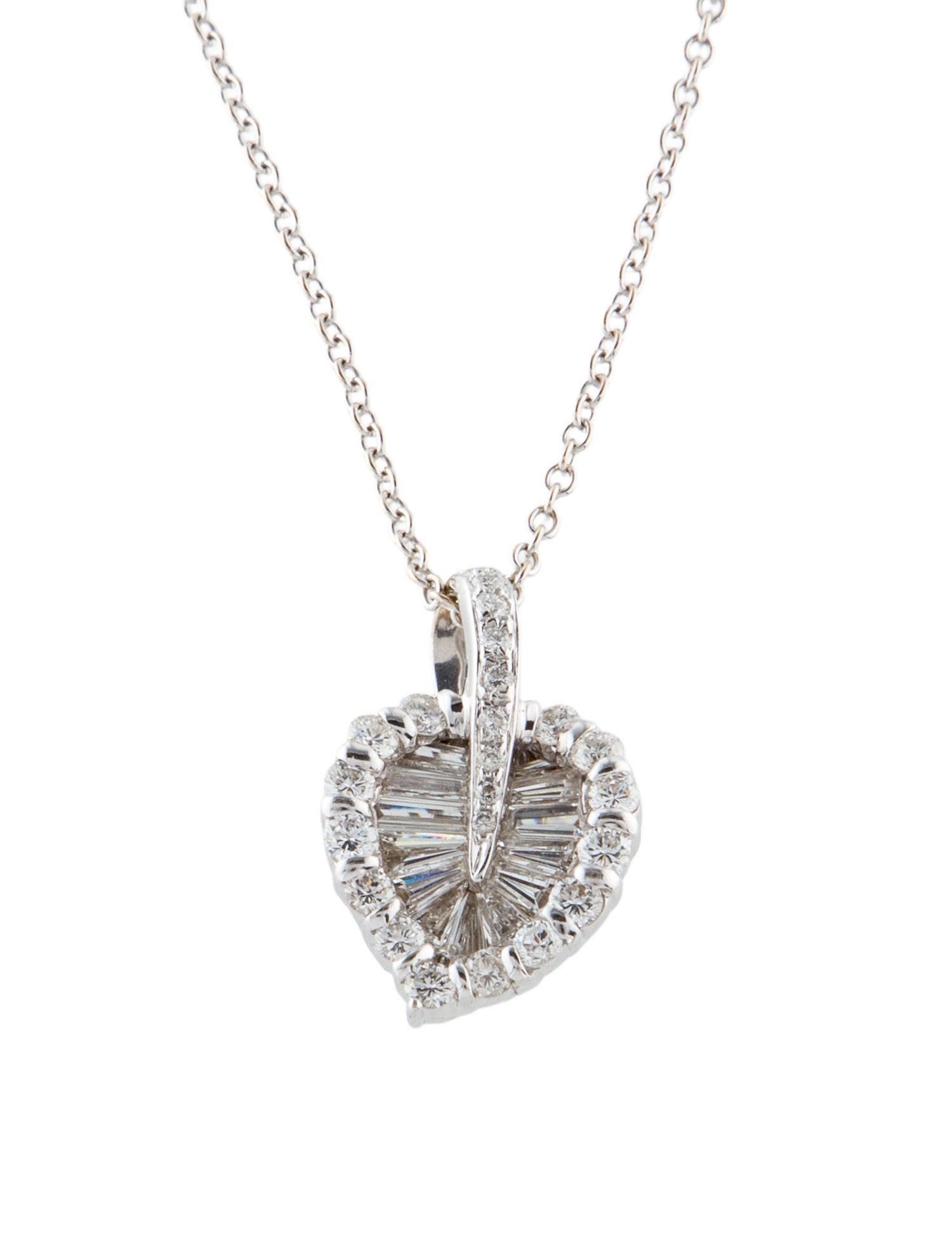 Necklace 18K 1.50ctw Diamond Leaf Pendant w/14K Chain