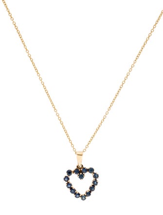 Necklace 14K Sapphire Heart Pendant Necklace
