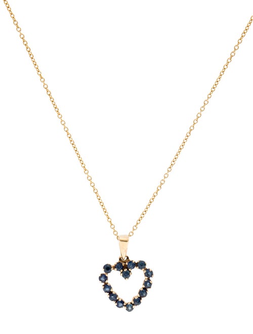 Necklace 14K Sapphire Heart Pendant Necklace