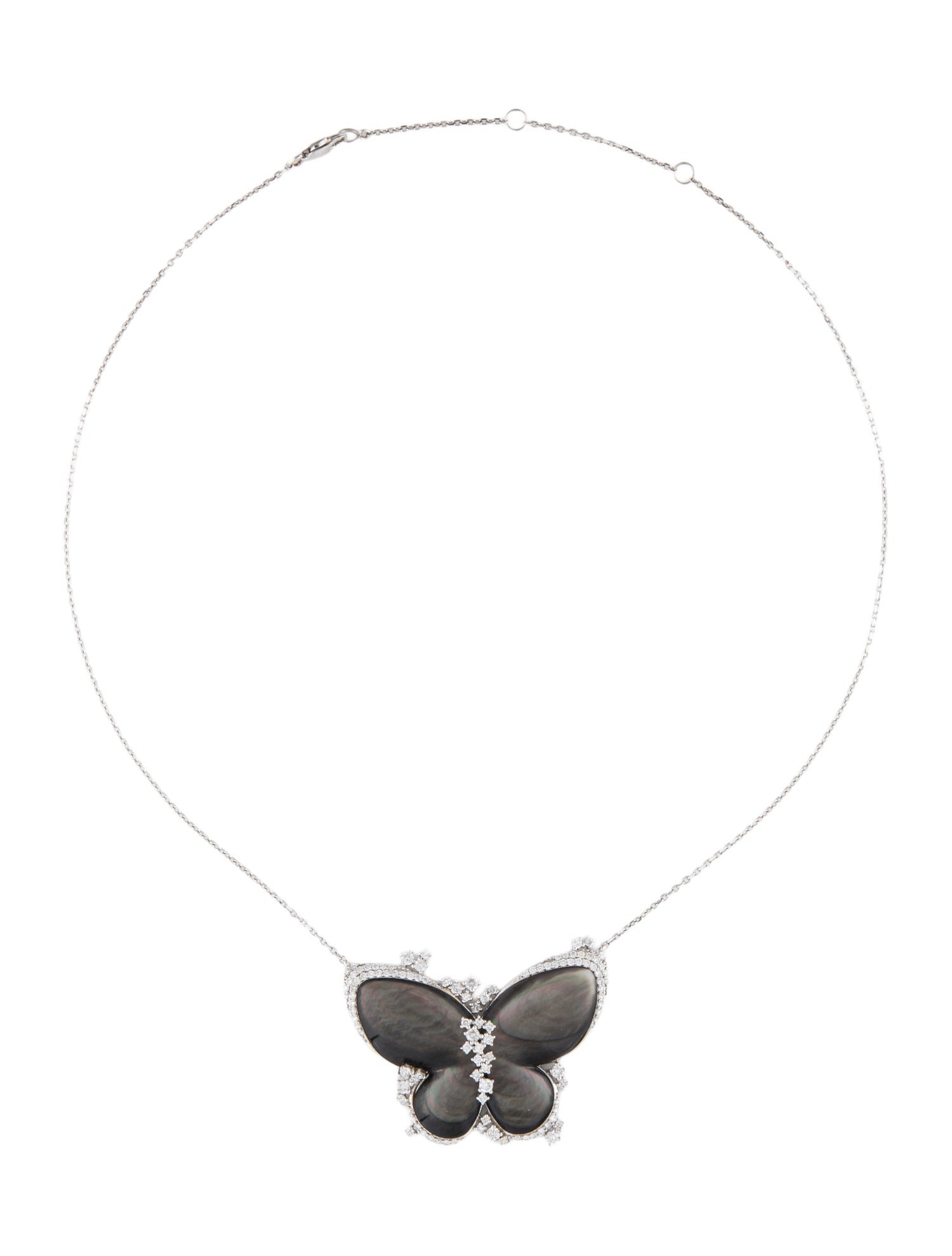 Necklace 14K Diamond & Mother of Pearl Butterfly Pendant