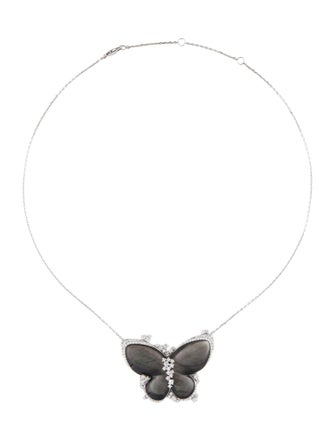 Necklace 14K Diamond & Mother of Pearl Butterfly Pendant Necklace