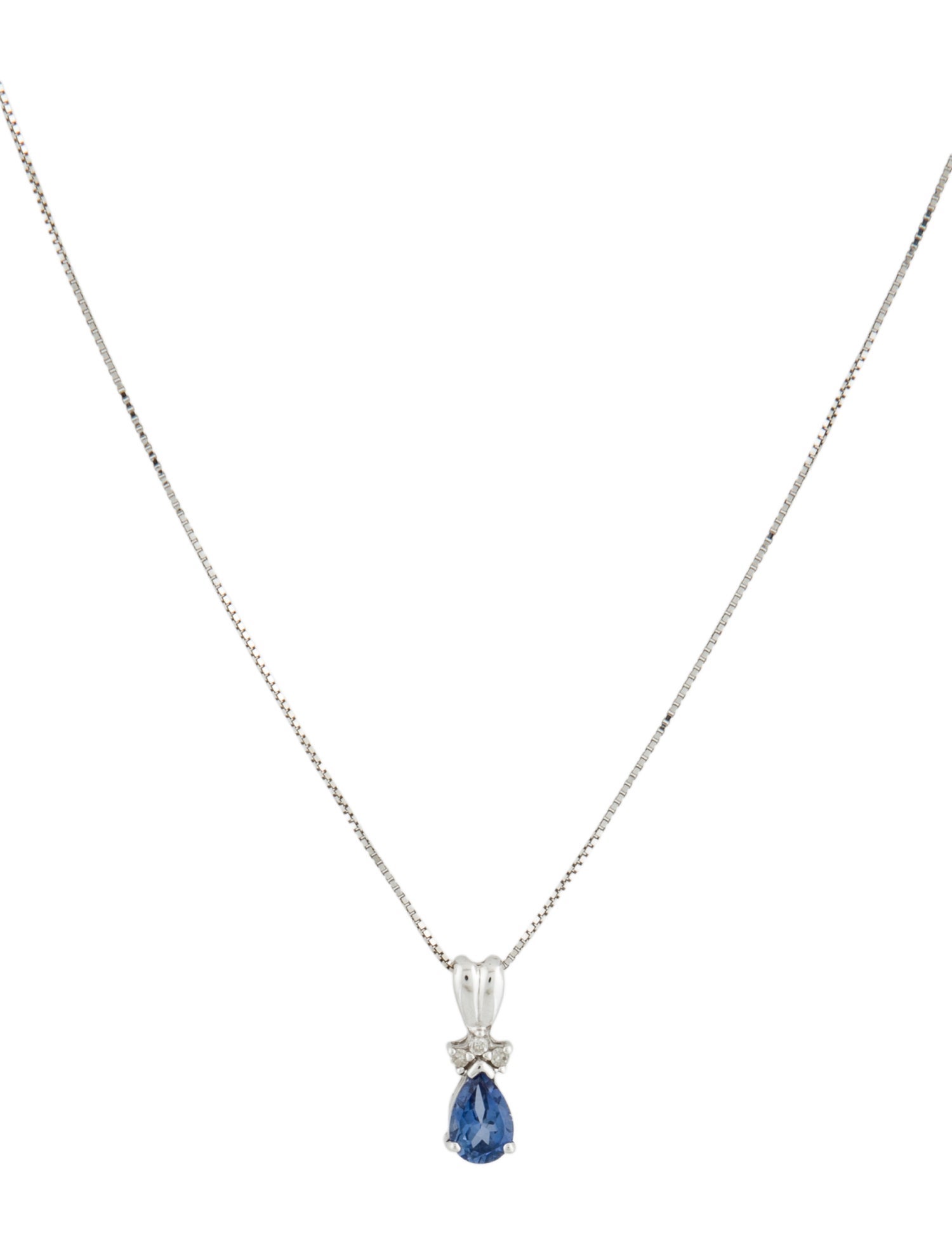 Necklace 14K Sapphire & Diamond Pendant Necklace