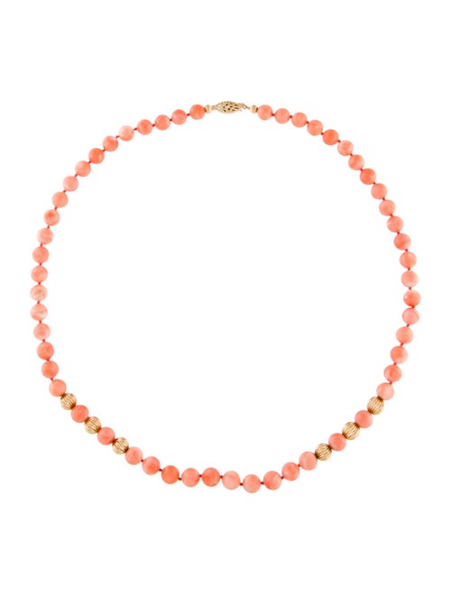 Necklace 14K Coral Bead Strand Necklace