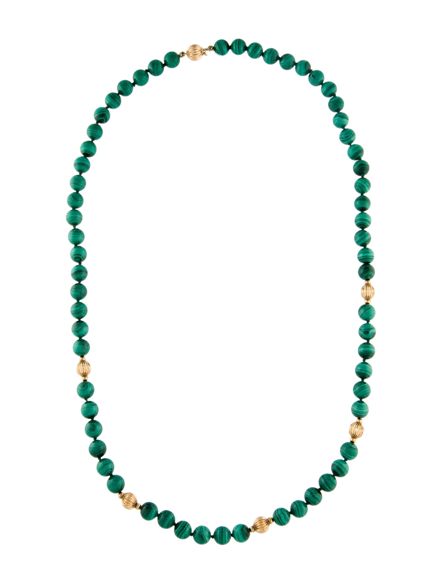 Necklace 14K Malachite Bead Strand Necklace