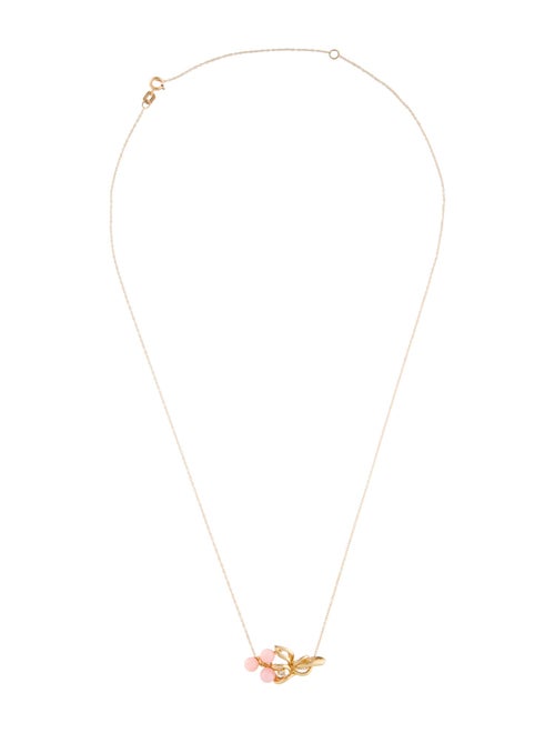 Necklace 14K Coral & Diamond Pendant Necklace