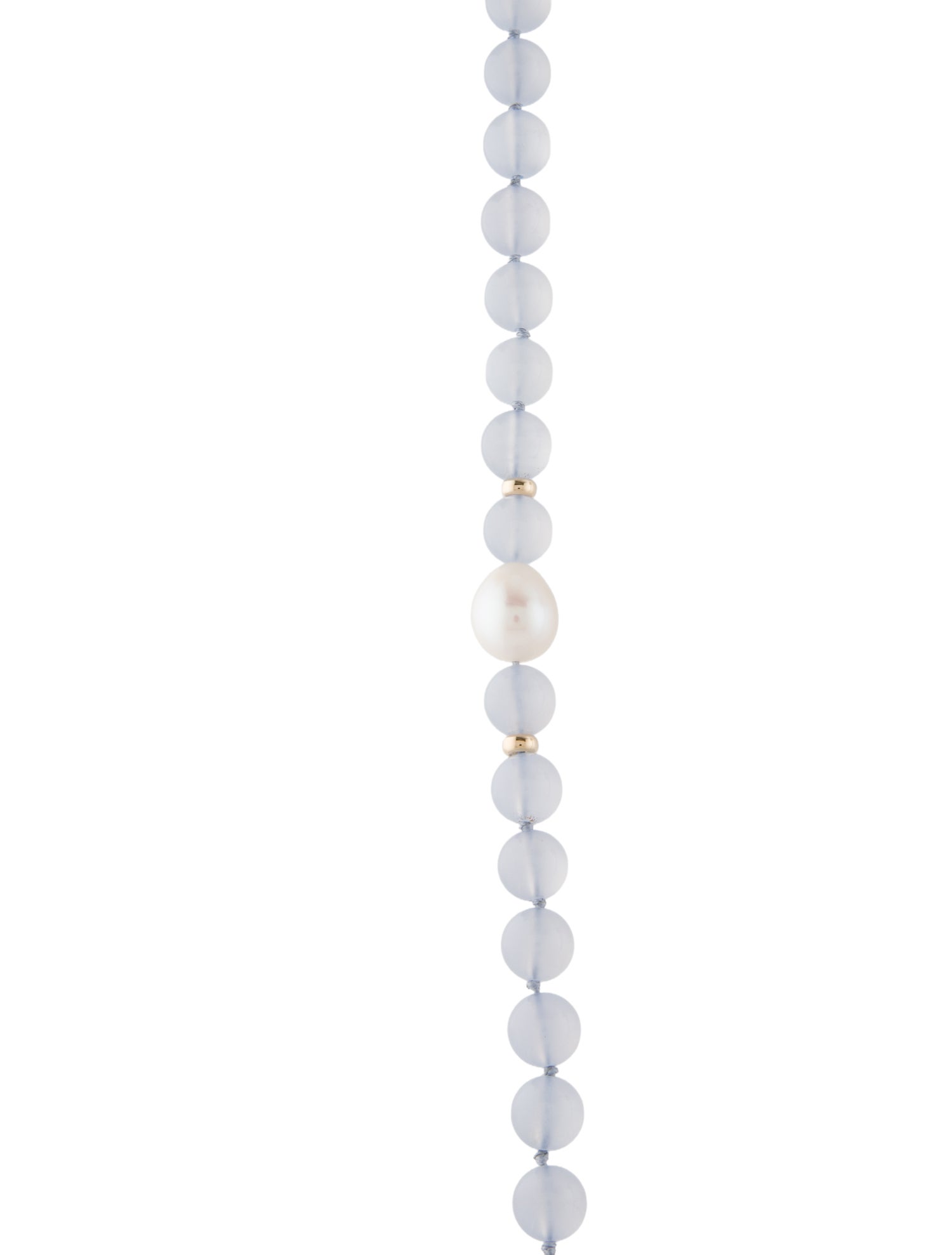 Necklace 14K Chalcedony & Pearl Bead Strand Necklace