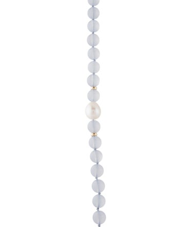 Necklace 14K Chalcedony & Pearl Bead Strand Necklace