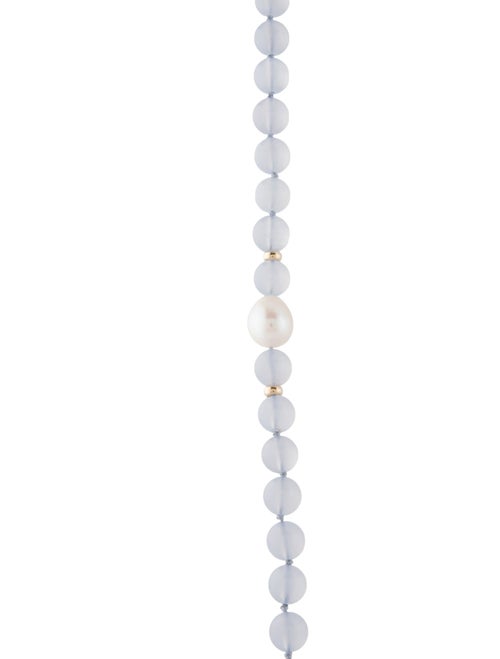 Necklace 14K Chalcedony & Pearl Bead Strand Necklace
