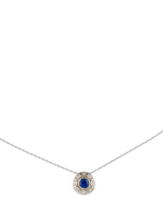 Necklace 14K Sapphire & Diamond Pendant Necklace