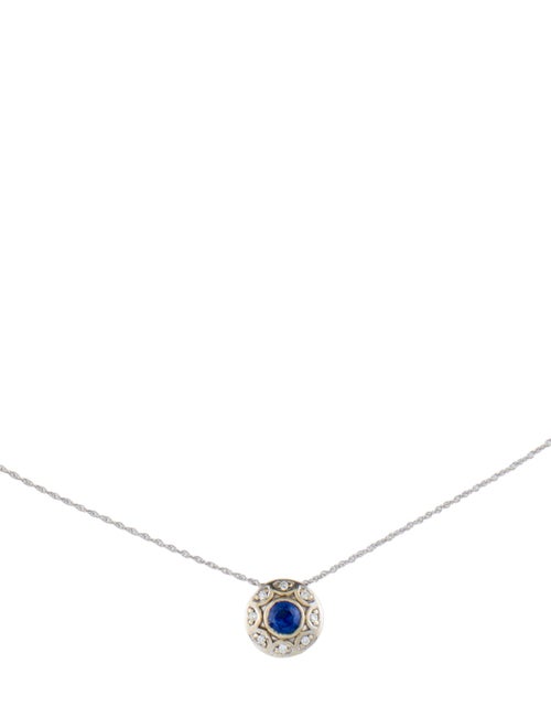 Necklace 14K Sapphire & Diamond Pendant Necklace