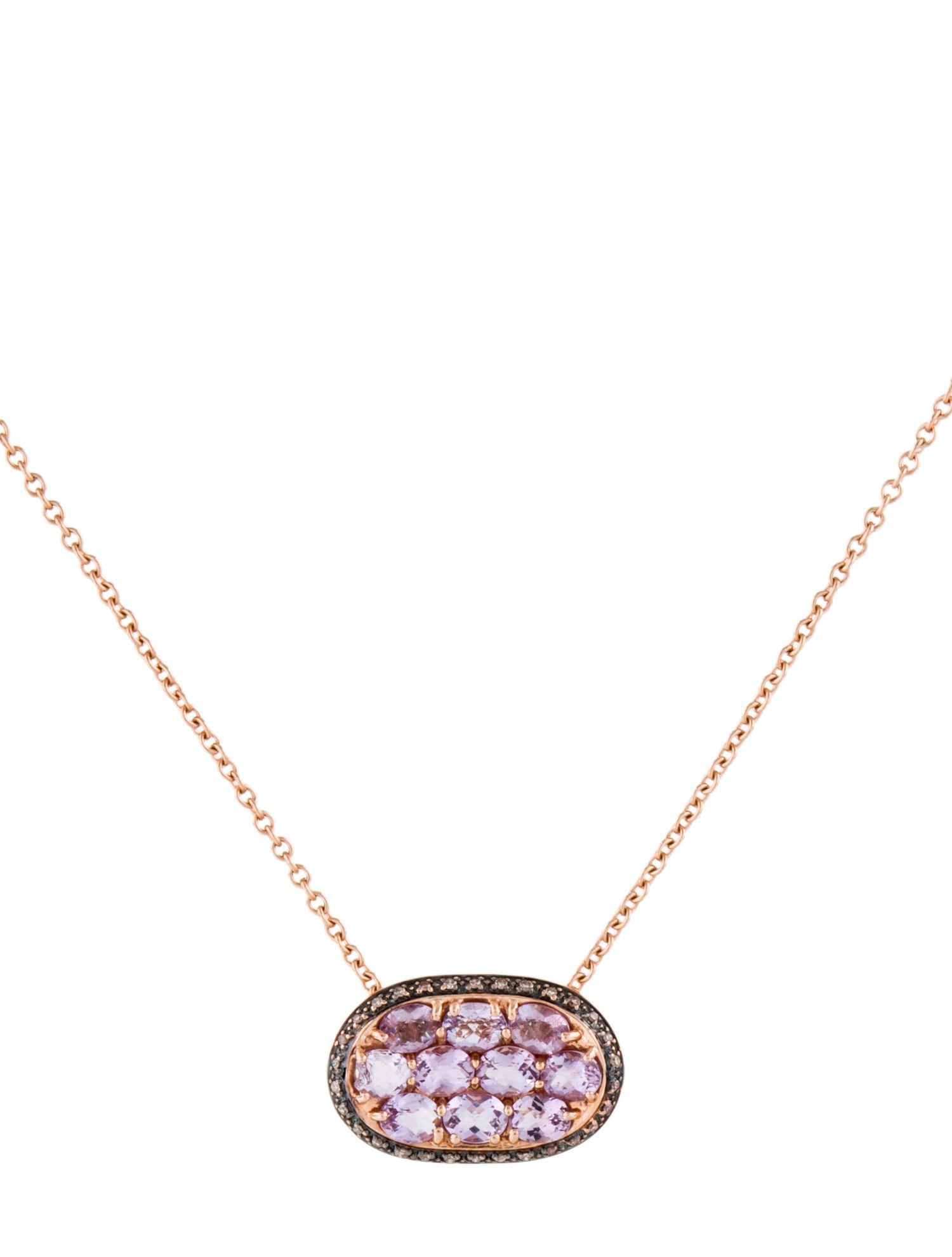 Necklace 14K Rose Quartz & Diamond Pendant