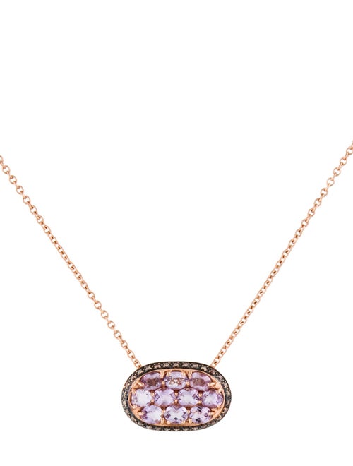 Necklace 14K Rose Quartz & Diamond Pendant Necklace