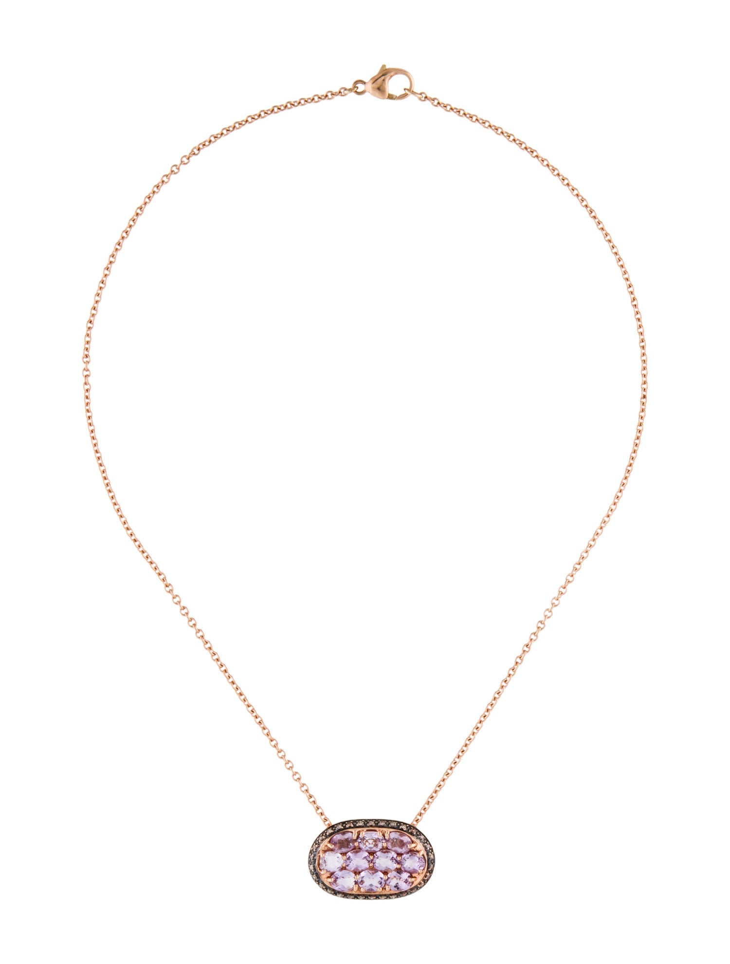 Necklace 14K Rose Quartz & Diamond Pendant