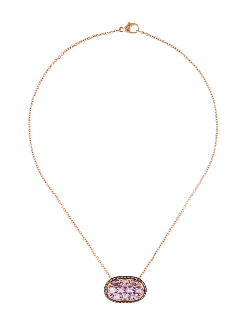 Necklace 14K Rose Quartz & Diamond Pendant Necklace