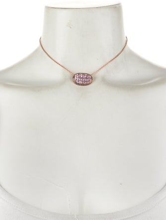 Necklace 14K Rose Quartz & Diamond Pendant Necklace