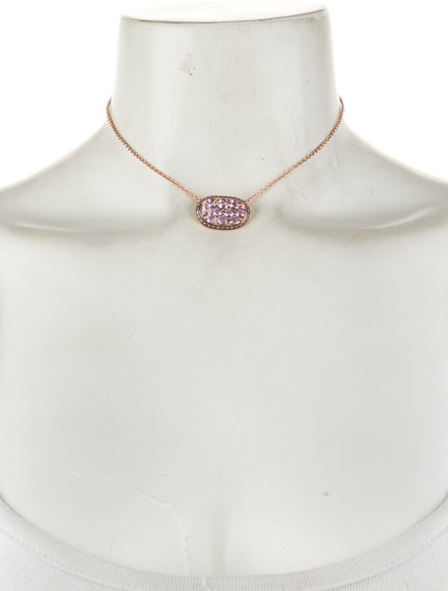 Necklace 14K Rose Quartz & Diamond Pendant Necklace