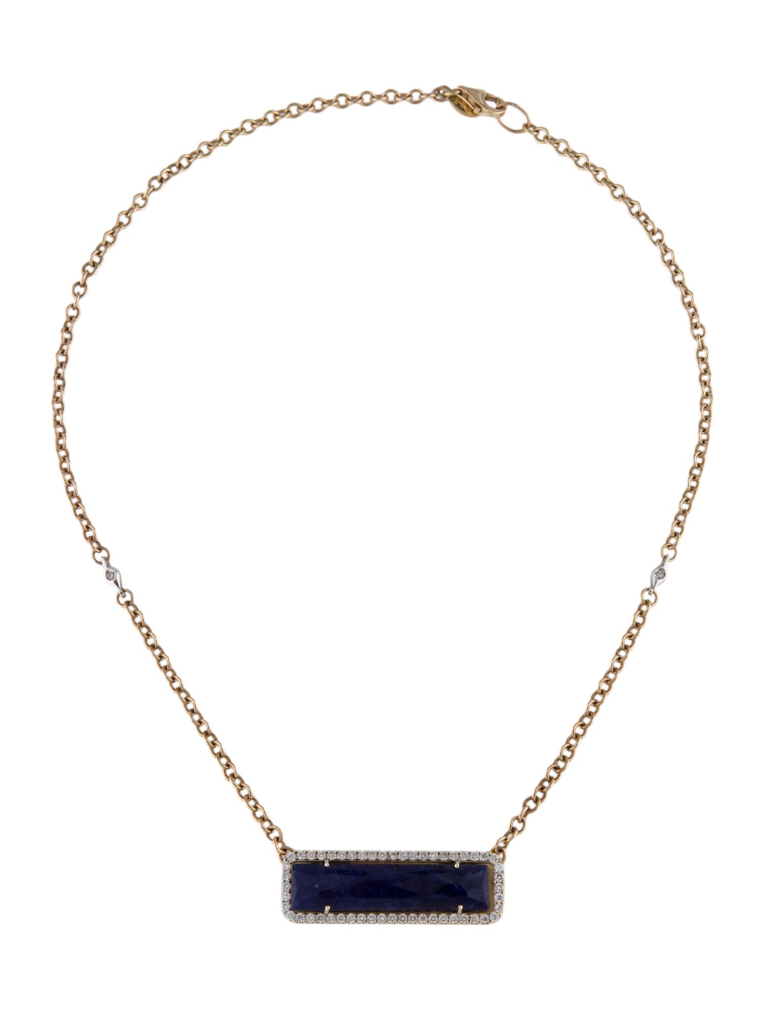 Necklace Sodalite & Diamond Pendant