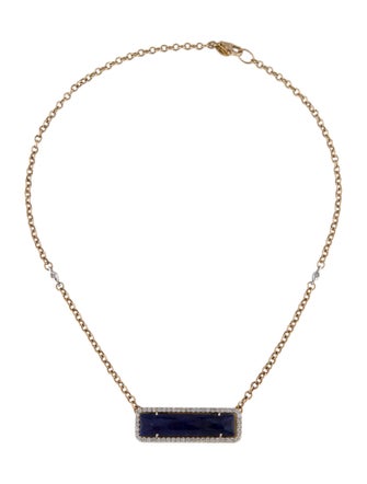 Necklace Sodalite & Diamond Pendant Necklace