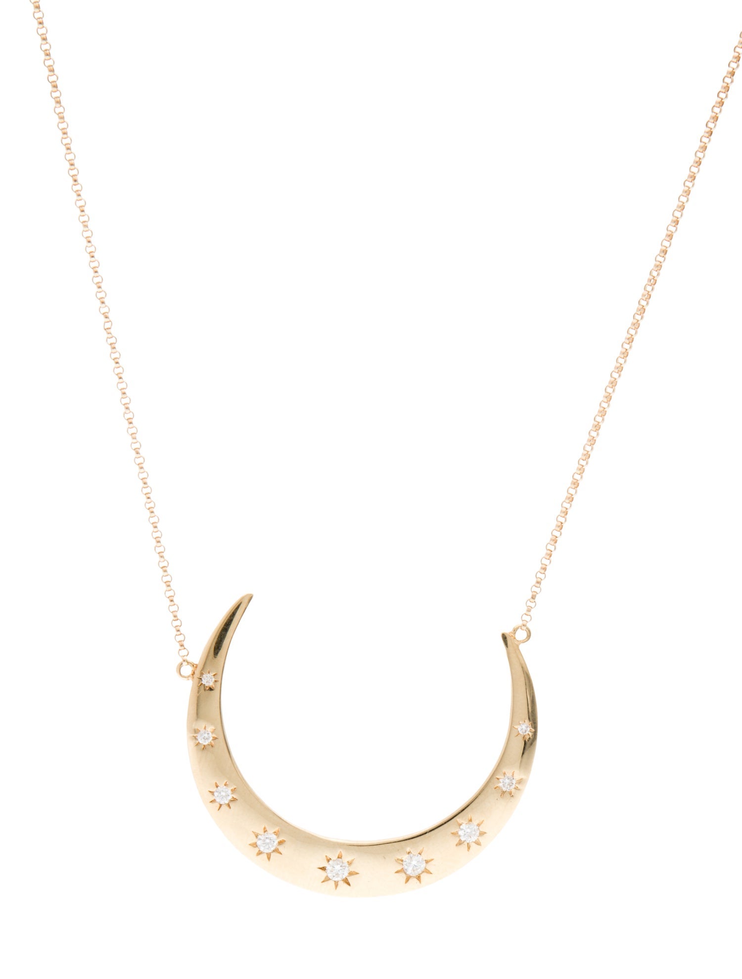 Necklace 14K Diamond Crescent Moon Pendant