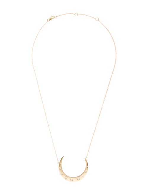 Necklace 14K Diamond Crescent Moon Pendant Necklace