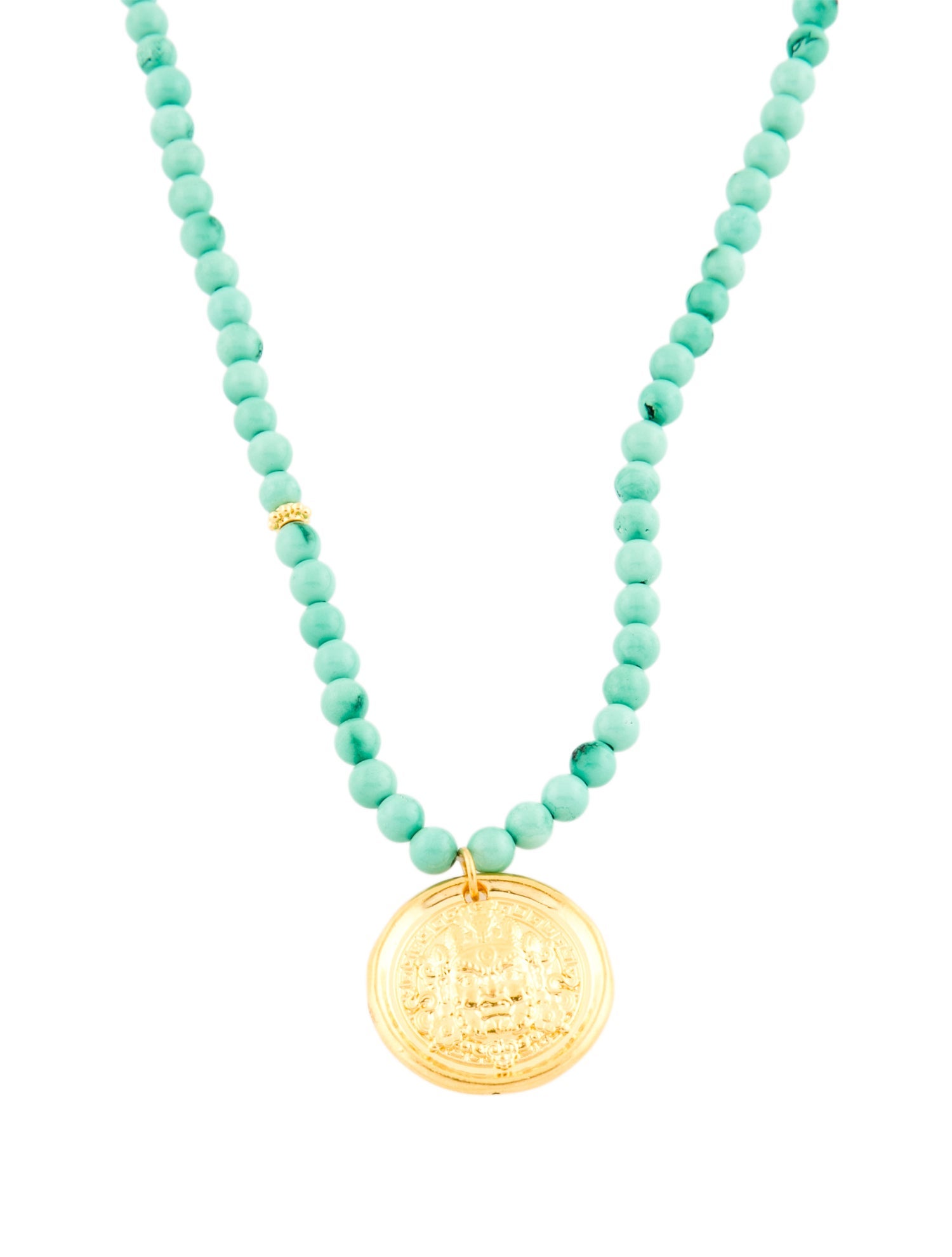 Necklace 24K Dyed Magnesite Bead Strand Pendant