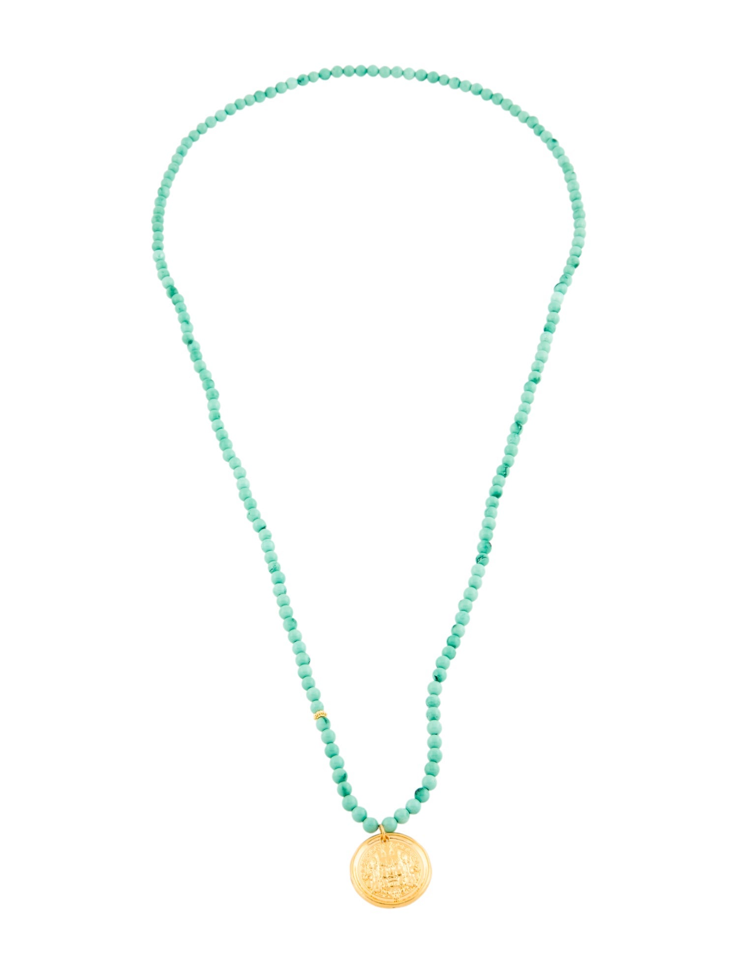 Necklace 24K Dyed Magnesite Bead Strand Pendant