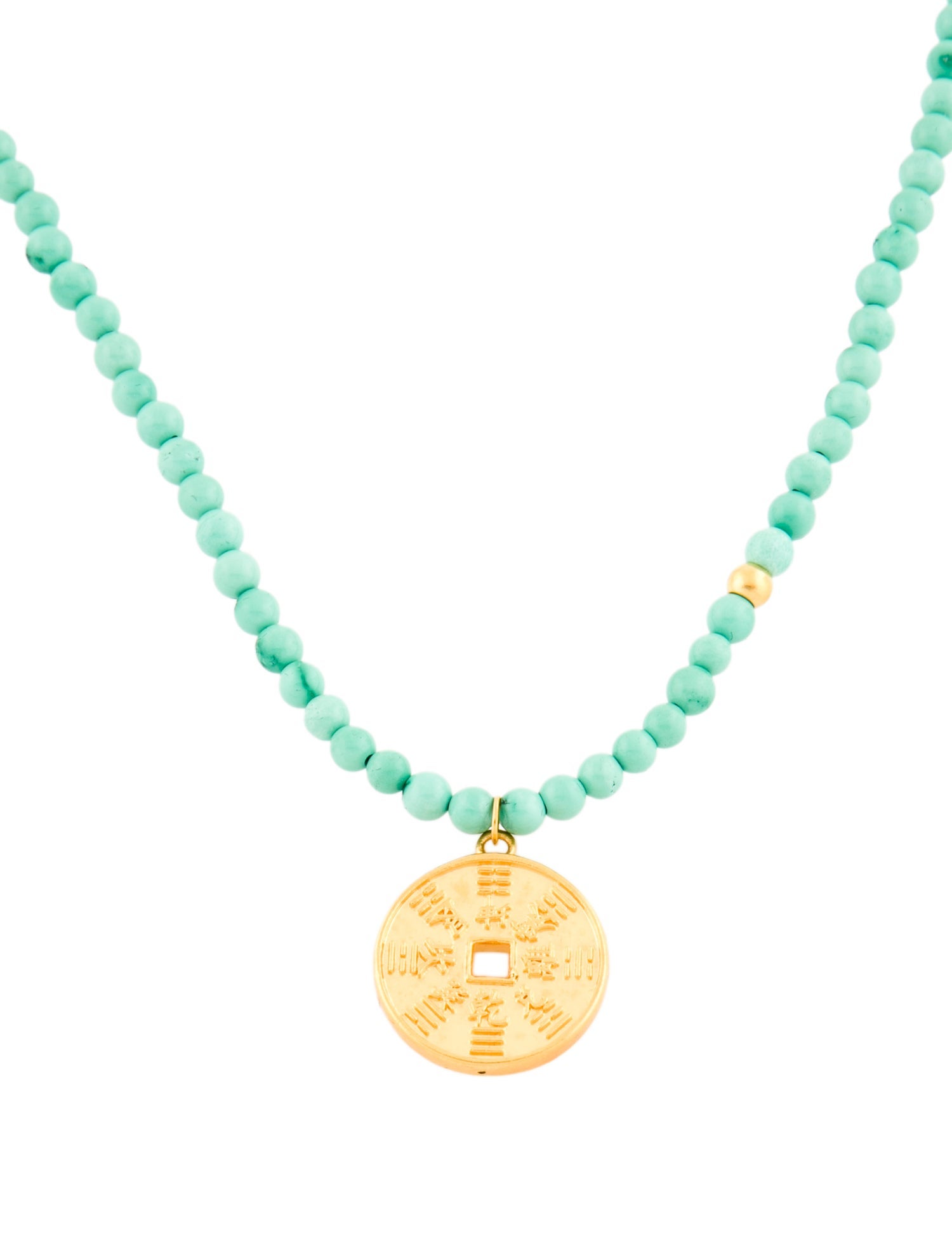 Necklace 24K Dyed Magnesite Bead Strand Pendant