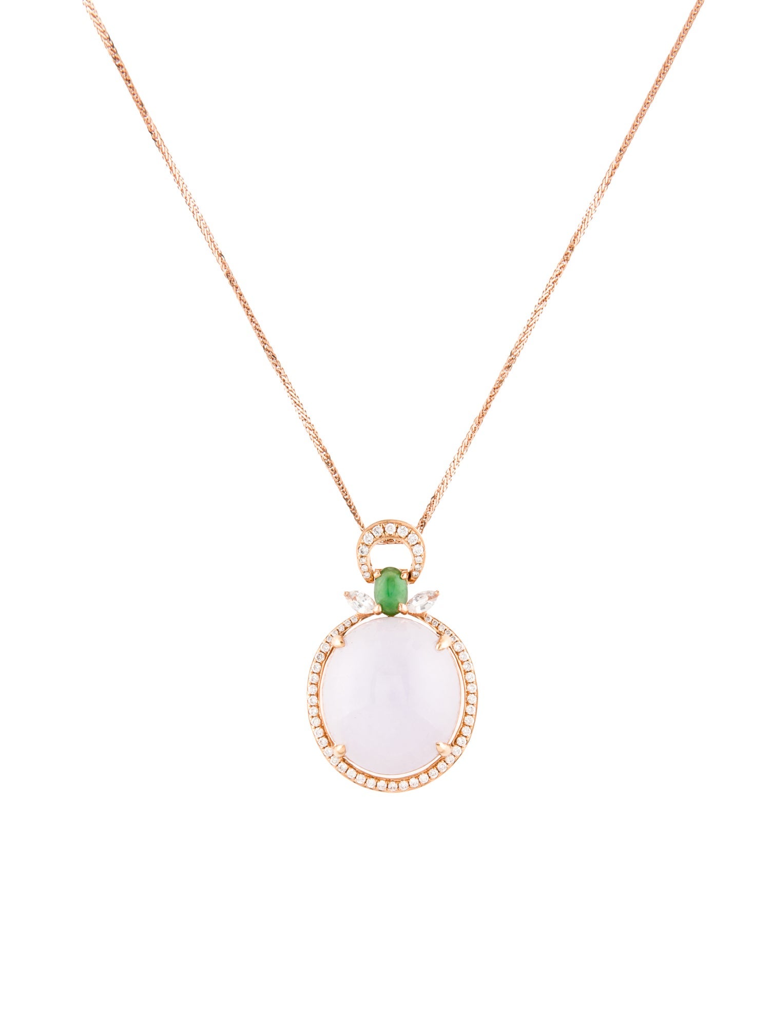 Necklace 18K Jadeite, Topaz & Diamond Pendant