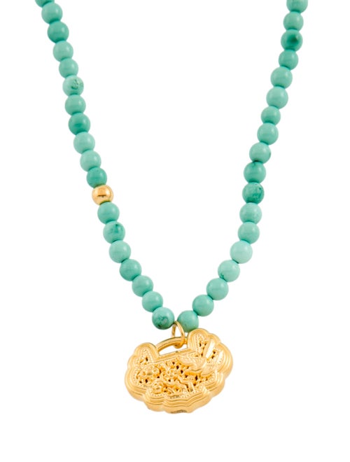 Necklace 24K Dyed Magnesite Bead Strand Pendant Necklace