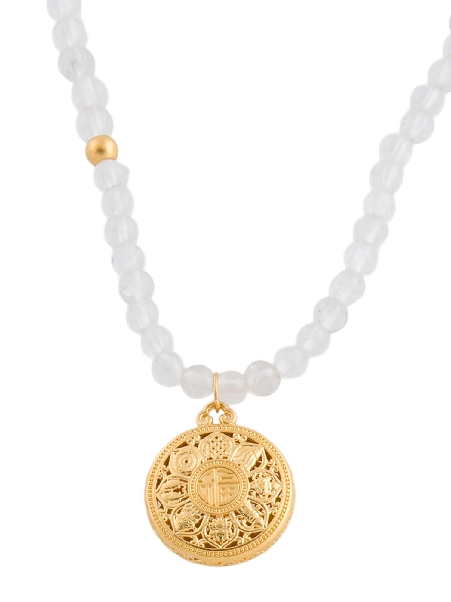 Necklace 24K Colorless Quartz Bead Strand