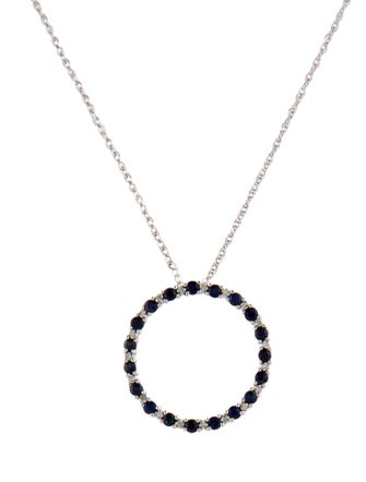 Necklace 14K Sapphire & Diamond Pendant Necklace