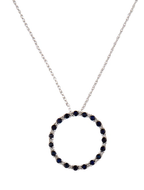 Necklace 14K Sapphire & Diamond Pendant Necklace