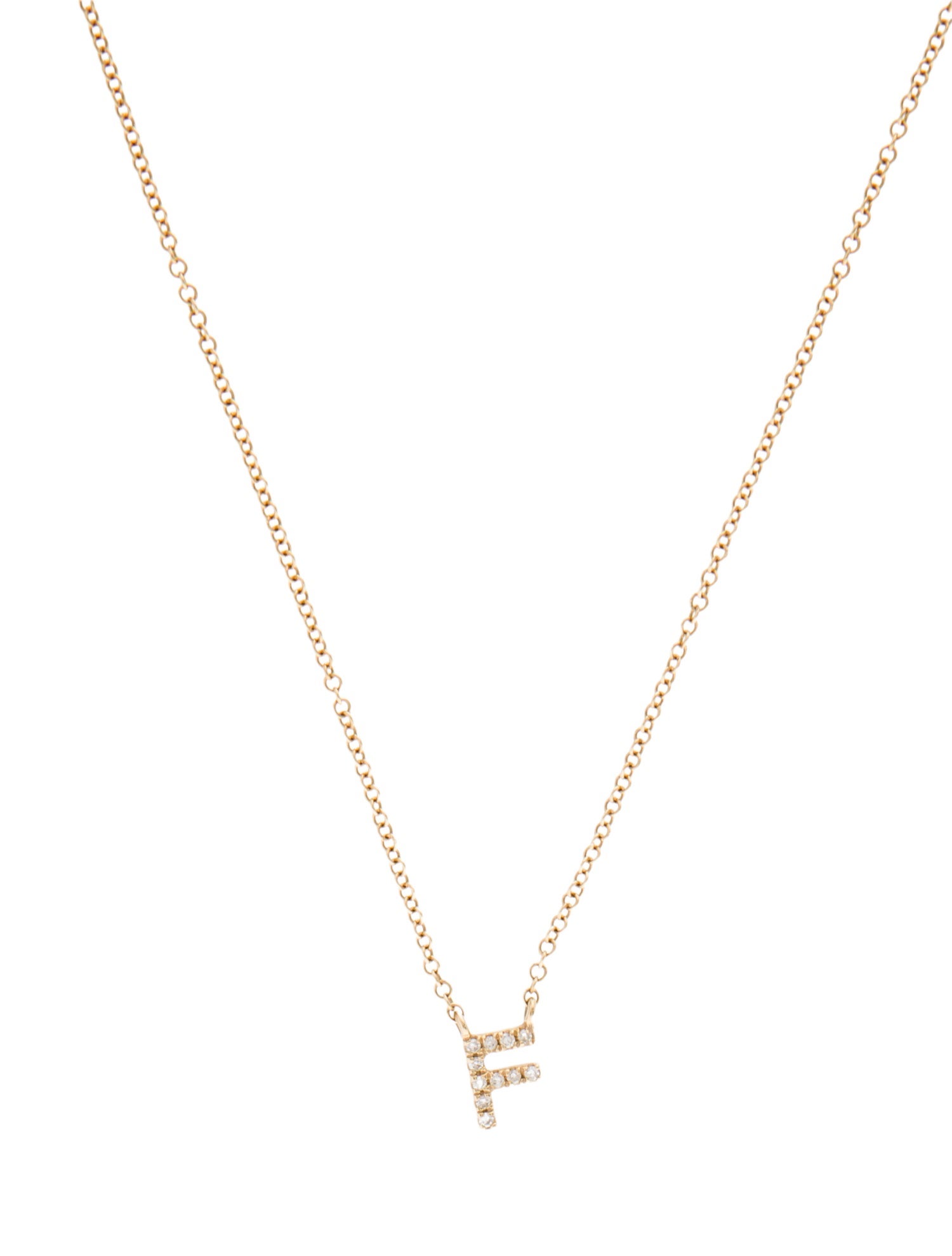 Necklace 14K Diamond Initial 'F' Pendant