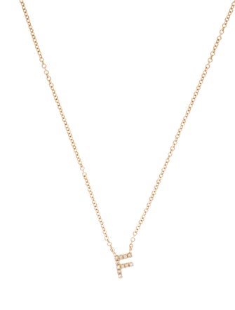 Necklace 14K Diamond Initial 'F' Pendant Necklace