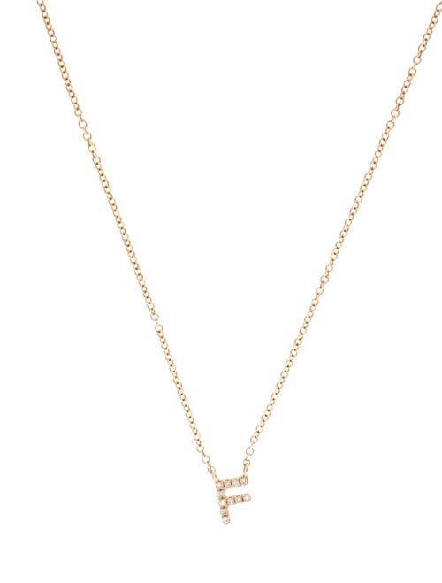 Necklace 14K Diamond Initial 'F' Pendant Necklace
