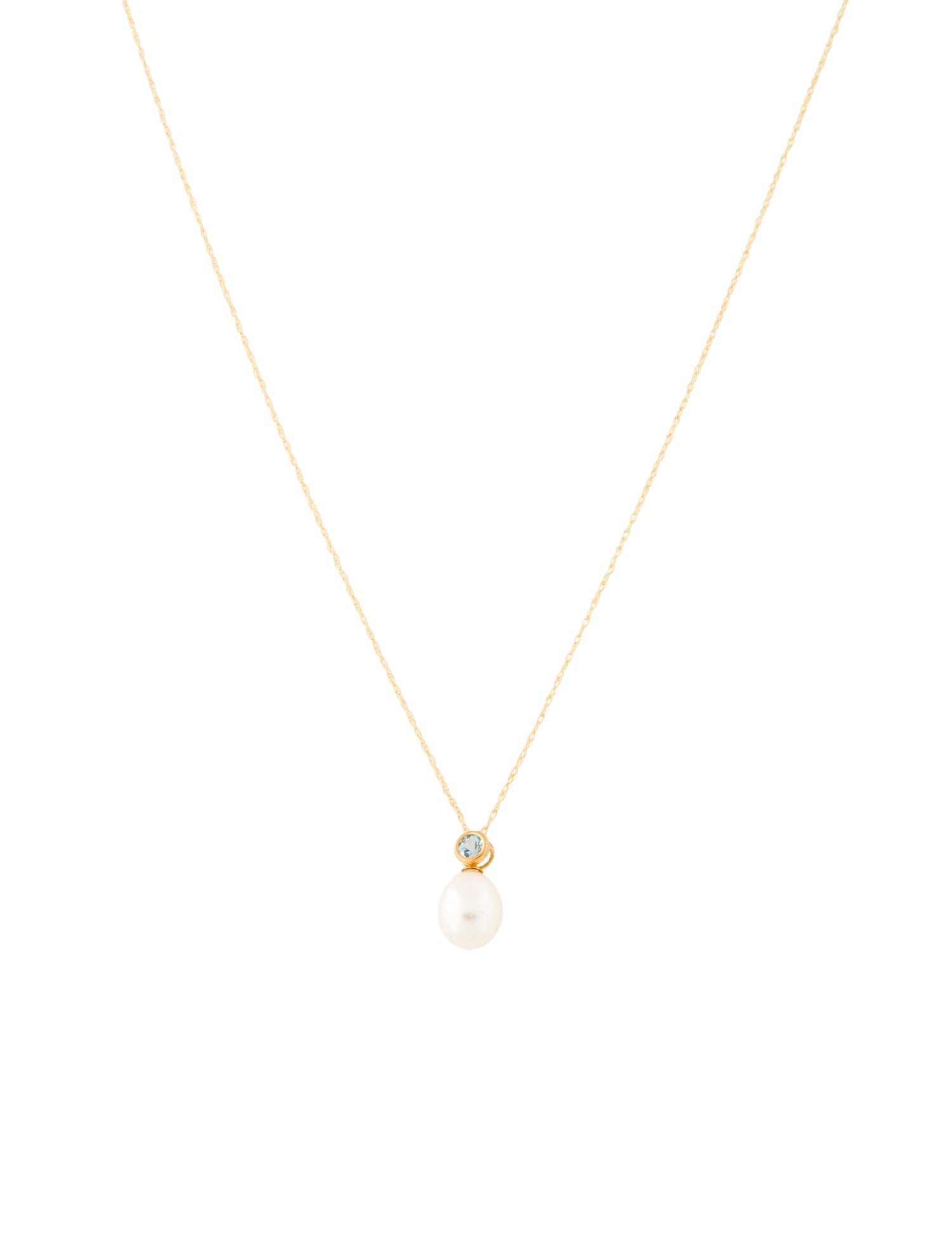Necklace 14K Pearl & Topaz Pendant