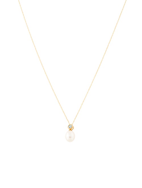 Necklace 14K Pearl & Topaz Pendant Necklace