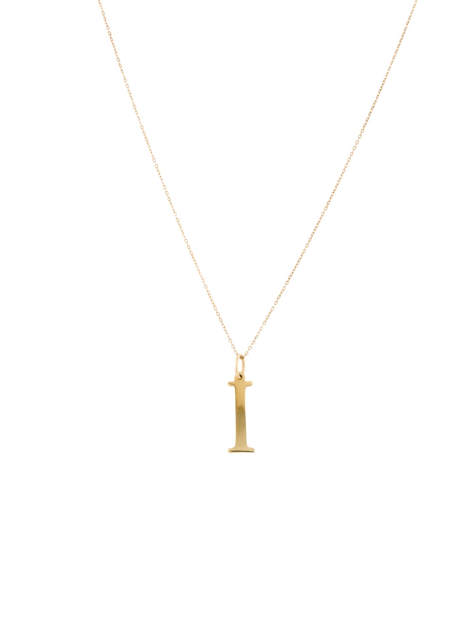 Necklace 14K Letter 'I' Initial Pendant