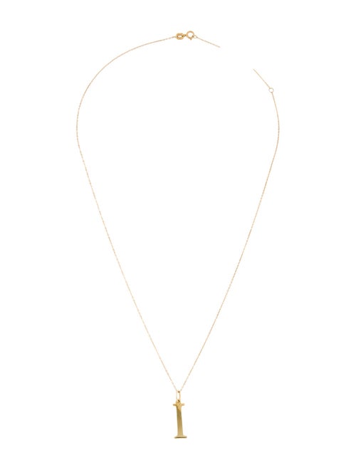 Necklace 14K Letter 'I' Initial Pendant Necklace