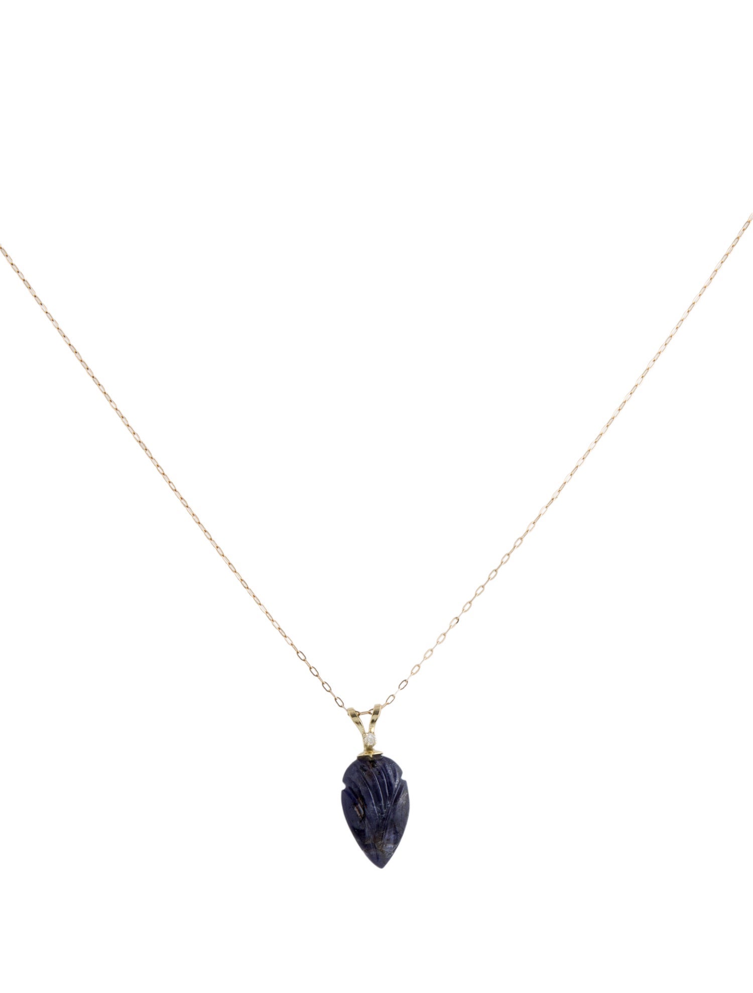 Necklace 14K Iolite & Diamond Pendant