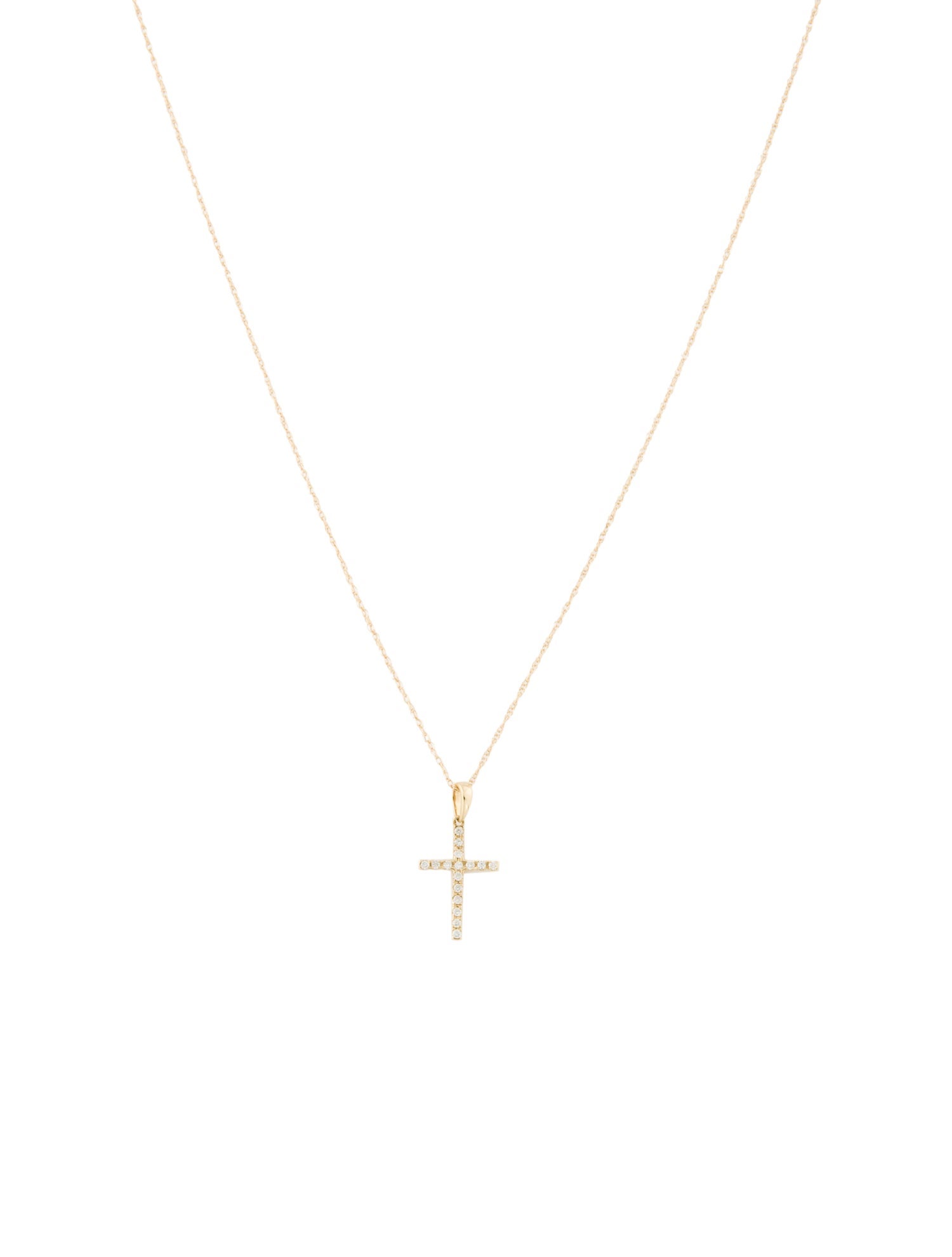 Necklace 14K Diamond Cross Pendant w/ 10K Chain