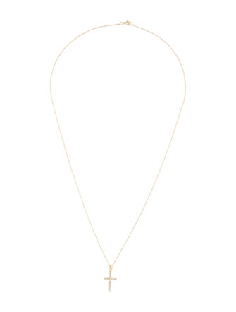 Necklace 14K Diamond Cross Pendant w/ 10K Chain Necklace