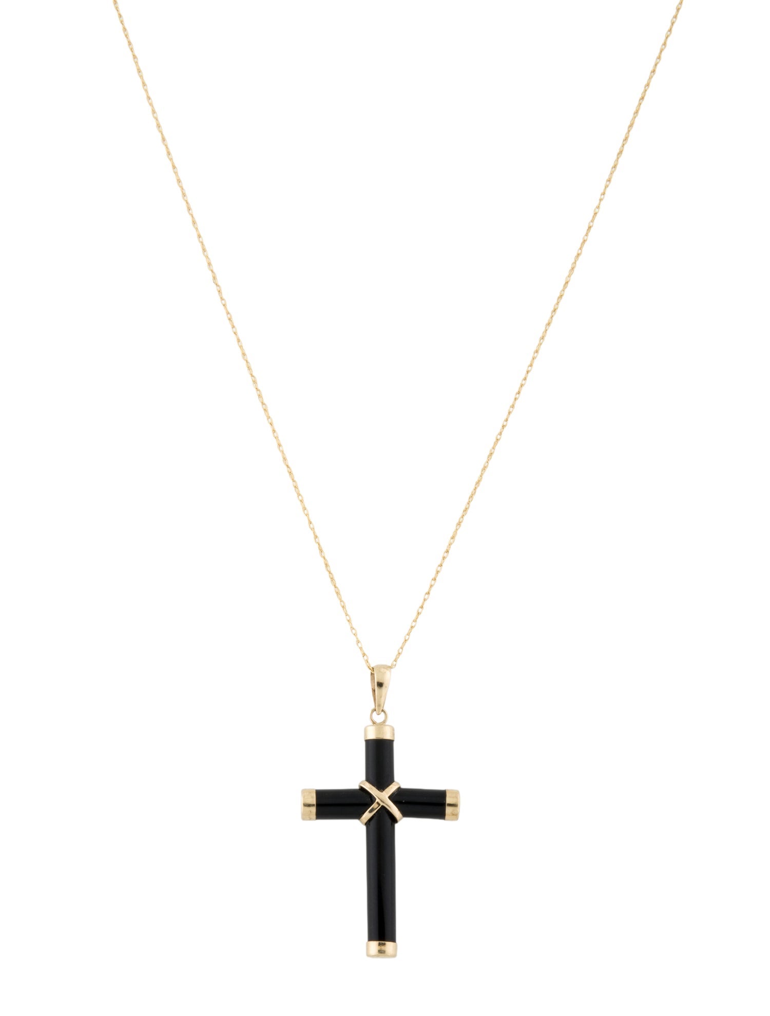 Necklace 14K Onyx Cross Pendant