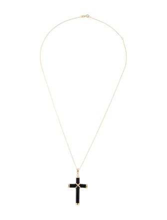 Necklace 14K Onyx Cross Pendant Necklace