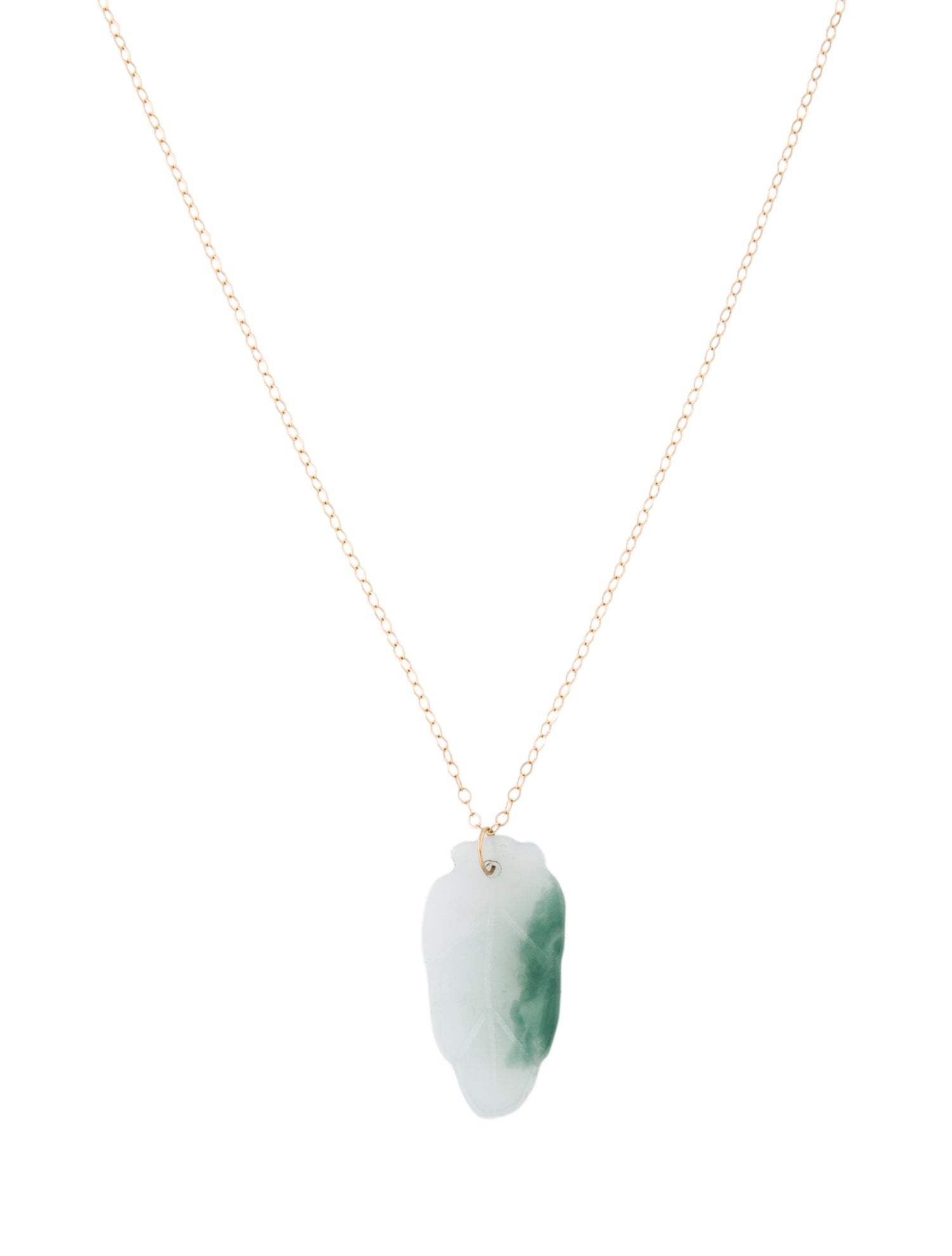 Necklace 18K Jadeite Leaf Pendant