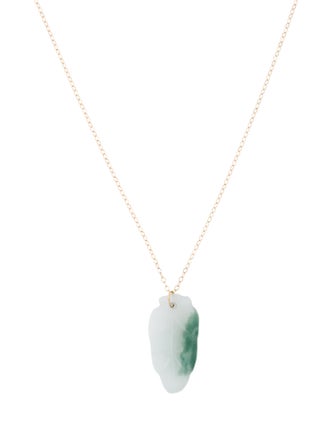 Necklace 18K Jadeite Leaf Pendant Necklace