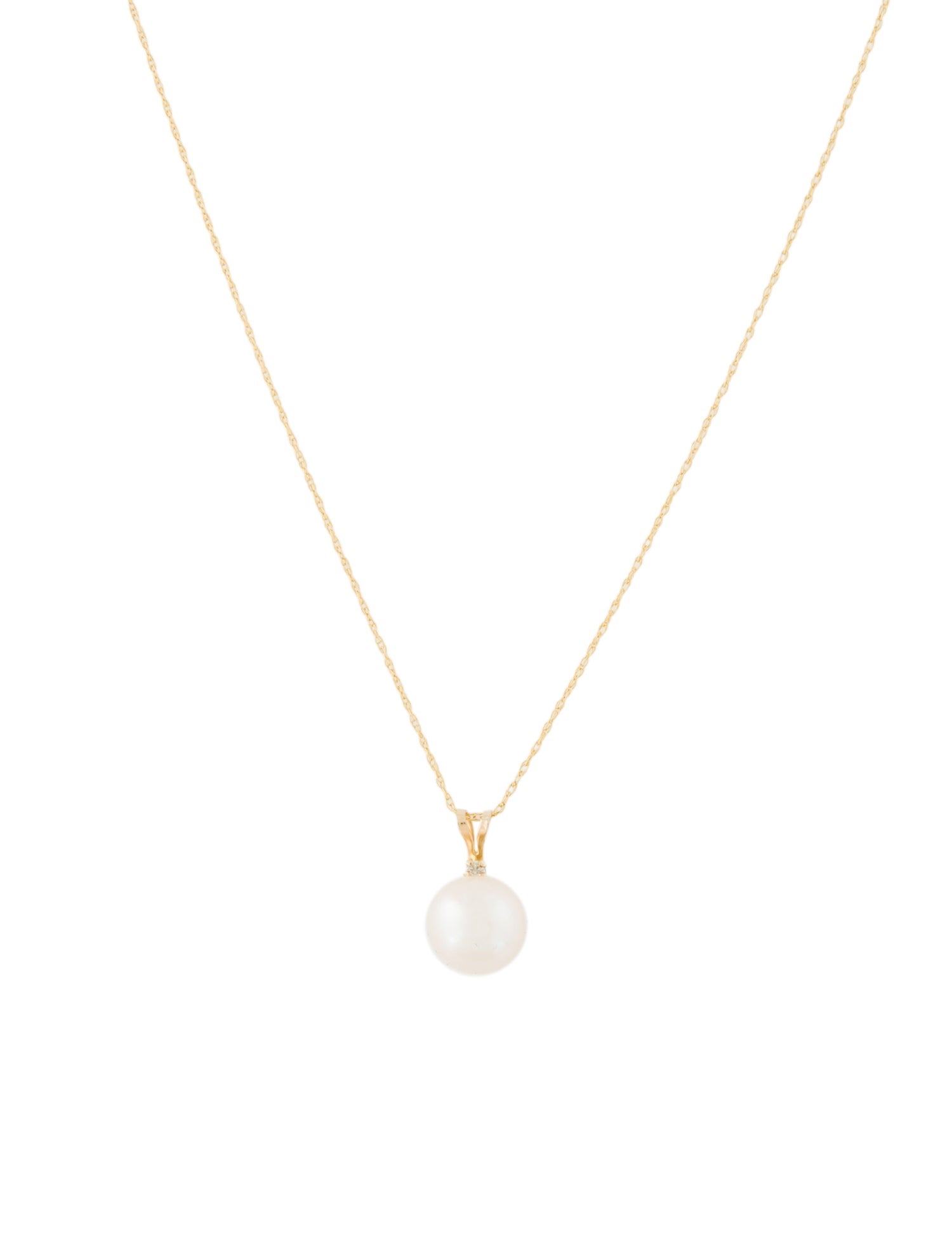 Necklace 14K Pearl & Diamond Pendant